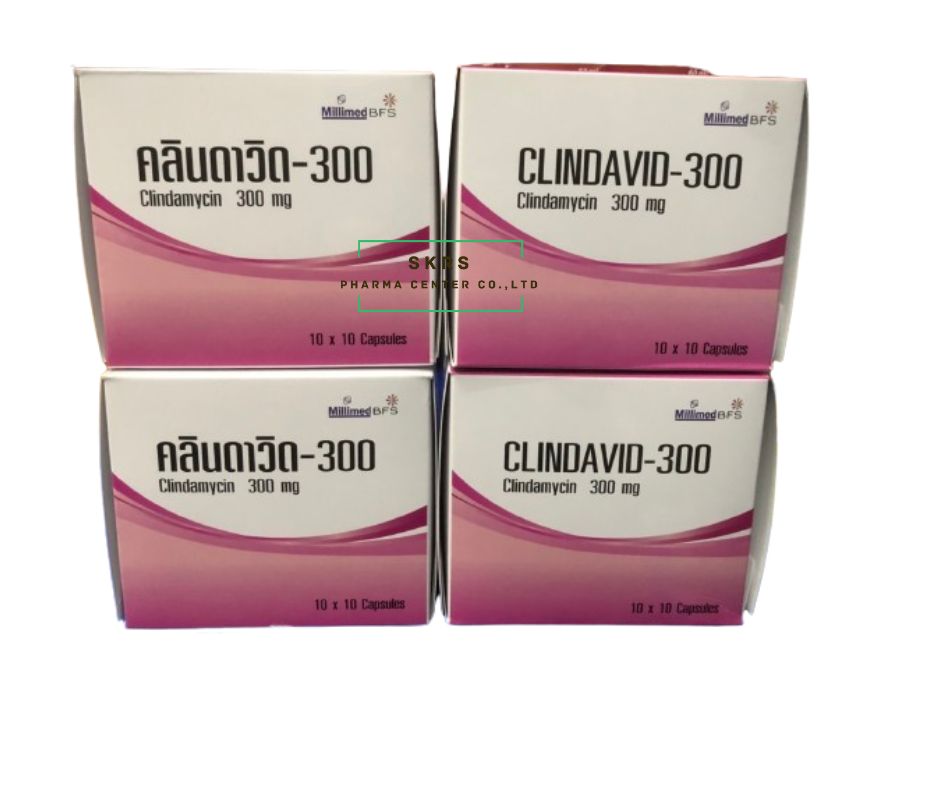 CLINDAVID 300 MG. 10*10'S. คลินดาวิด 300 มิลลิกรัม (Clindamycin)