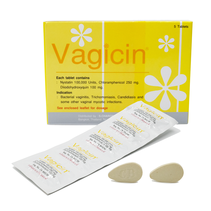 VAGICIN 1*5'S. วาจิซิน 5เม็ด (เหน็บ) (Nystatin)