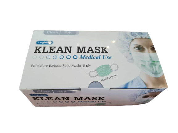 KLEAN MASK หน้ากากอนามัย (สีเขียว)* ขายขาด คลีน มาส์ก หน้ากากอนามัย สีเขียว