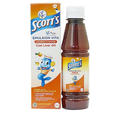 SCOTT'S EMULSION รสส้ม 200ML. สก๊อต อีมัลชั่น รสส้ม 200มล.