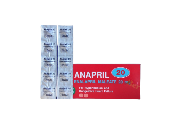 ANAPRIL 20MG.10*10'S. อนาพริล 20มิลลิกรัม(กล่อง 10แผง) (Enalapril 20mg)