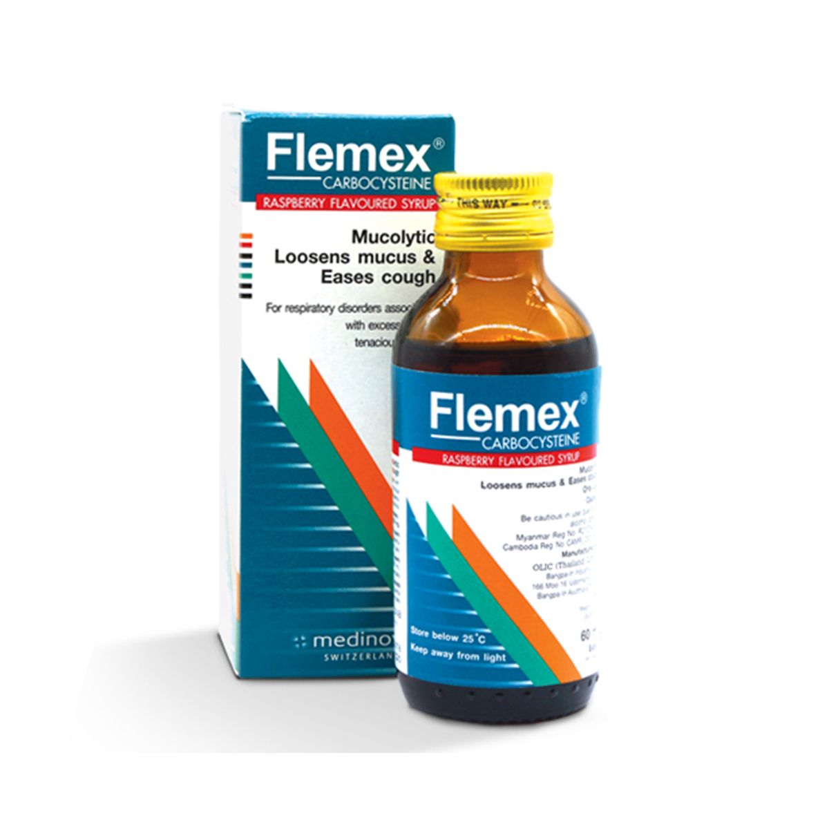 FLEMEX SYRUP 60ML. เฟลมเม็กซ์  ไซรัป 60 มิลลิลิตร (Carbocysteine250MG)