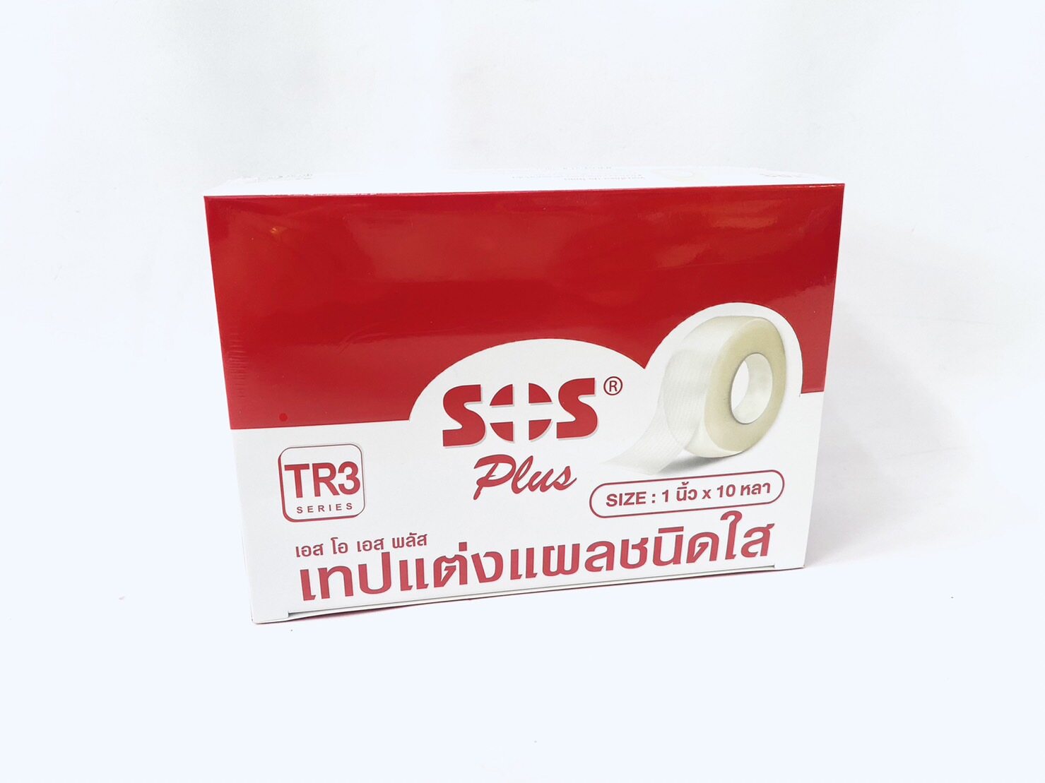 SOS TR3 TRANSPORE เทปแต่งแผลชนิดใส 1นิ้วx10หลา(12ม้วน)