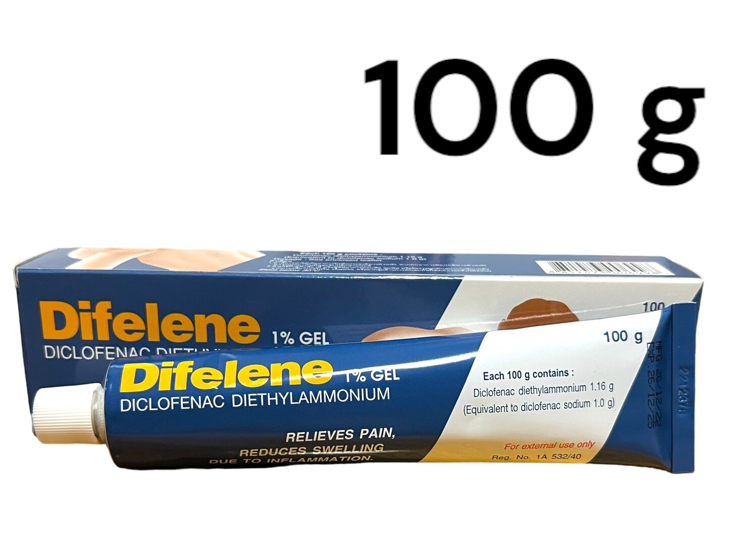 DIFELENE GEL ไดฟีลีน เจล  100 กรัม (Diclofenac) (ยกกล่อง=12หลอด)