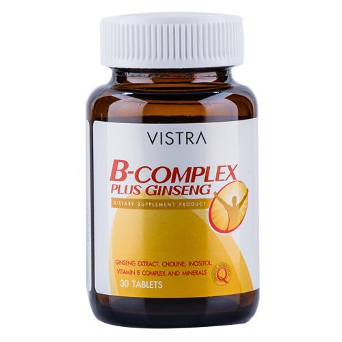 VISTRA B-COMPLEX PLUS GINSENG 30'S. วิสทร้า บี คอมเพล็กซ์ พลัส จินเส็ง 30เม็ด (Vitamin B)