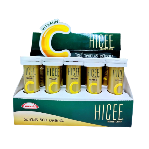 HICEE 500MG.10*15'S. ไฮซี 500 มิลลิกรัม หลอด 15 เม็ด  (1กล่อง=10หลอด) (Vitamin C)