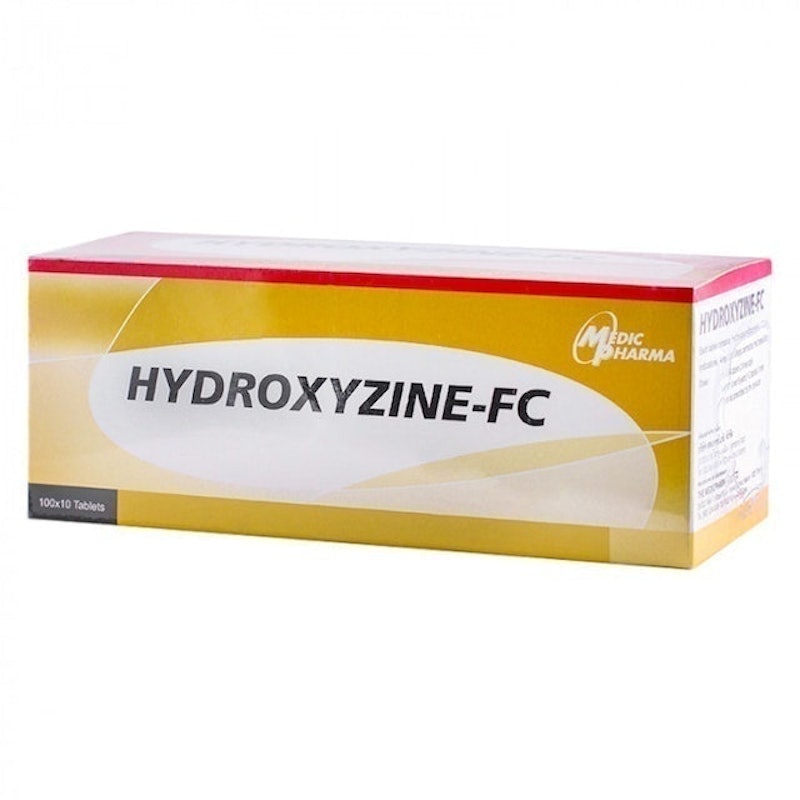 HYDROXYZINE-FC 10MG.100*10'S.(MDP) ไฮดรอกไซซีน 10 มิลลิกรัม (แผง) กล่อง 100 แผง (Hydroxyzine)