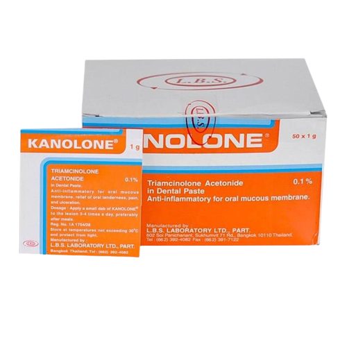 KANOLONE CREAM ชนิดซอง 50*1G. คาโนโลน ครีม ชนิดซอง 1 กรัม  (กล่อง 50 ซอง) (Triamcinolone)