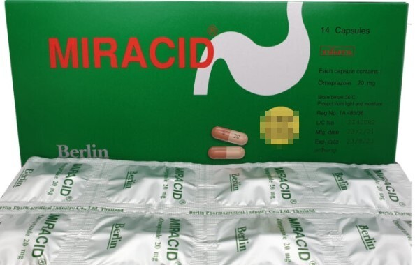 MIRACID 20MG.1*14'S. มิราซิด 20 มก.(1กล่อง=14เม็ด)(Omeprazole)