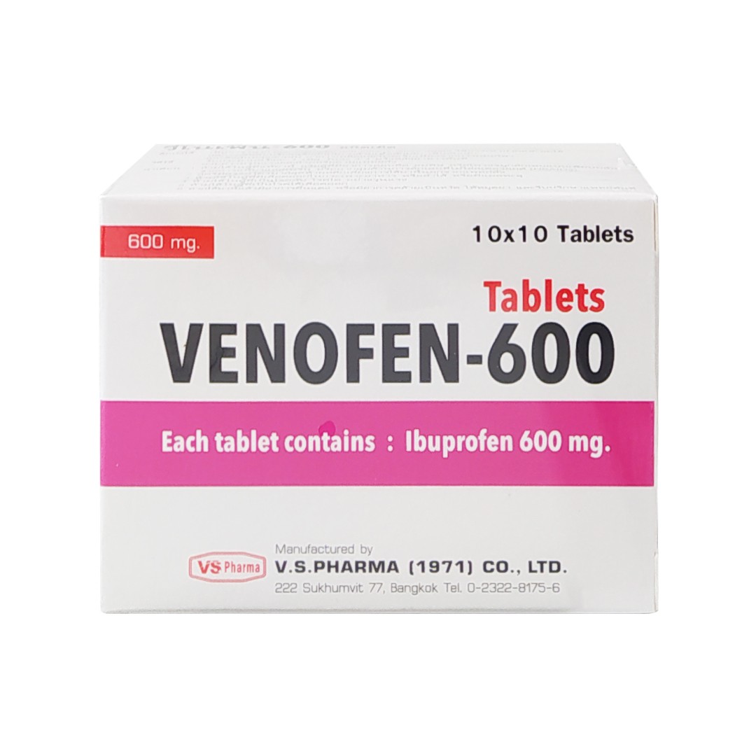 VENOFEN 600MG.10*10'S. วีโนเฟน 600มก. กล่อง10แผง (Ibuprofen)