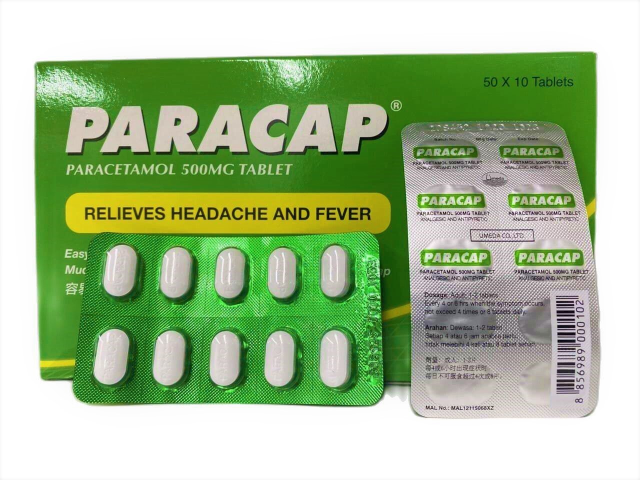 PARACAP 500MG.50*10'S.*ขายขาด พาราแคป 500 มิลลิกรัม (Paracetamol) 