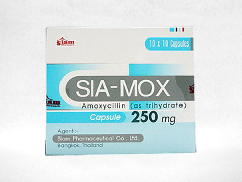 SIAMOX 250MG.10*10'S. เซียม็อก 250มิลลิกรัม *ขายขาด (Amoxicillin)