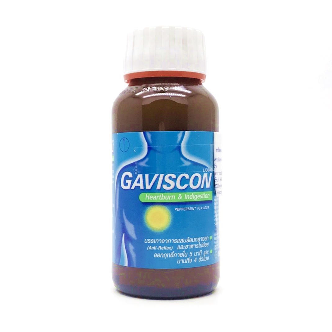 GAVISCON PEPPERMINT(สีฟ้า) กาวิสคอน เปปเปอร์มินท์ขวด  150 มิลลิลิตร (Sodium Bicarbonate)