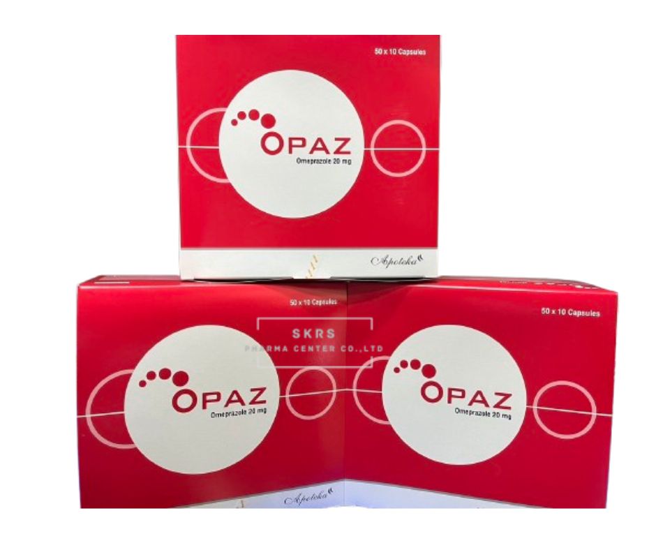 OPAZ 20MG.50*10'S.  โอปาส 20มิลลิกรัม กล่อง50แผง (Omeprazole)