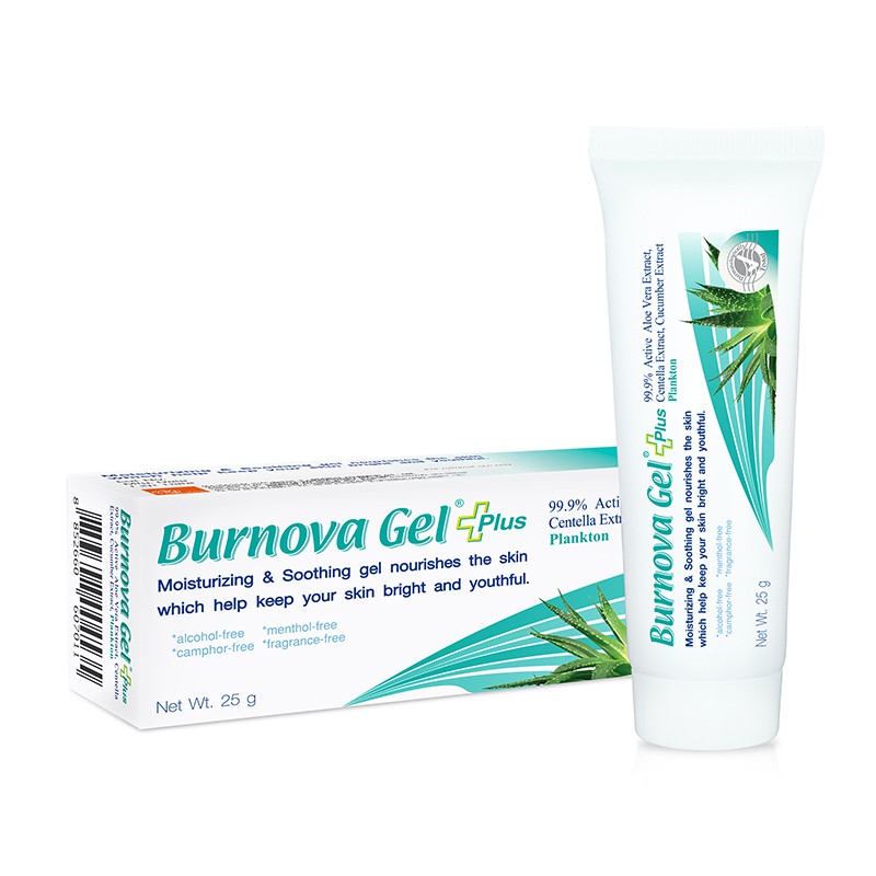 BURNOVA GEL PLUS PLANKTON  เบอโนว่า เจล พลัส แพลงตอน  25 กรัม(สีฟ้า) (ALOEVERA)