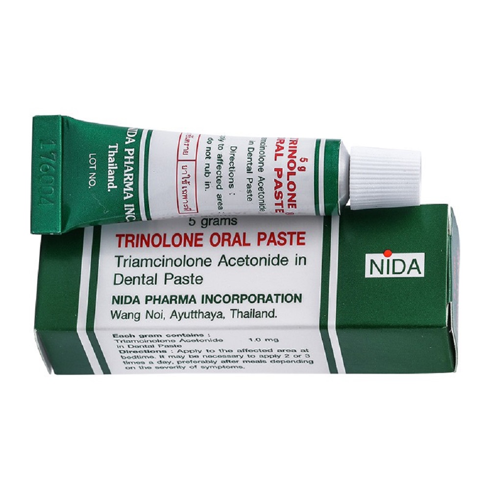 TRINOLONE ORAL PASTE หลอด 5GM ไตรโนโลน ป้ายปาก หลอด 5 กรัม (Triamcinolone Acetonide 1mg)