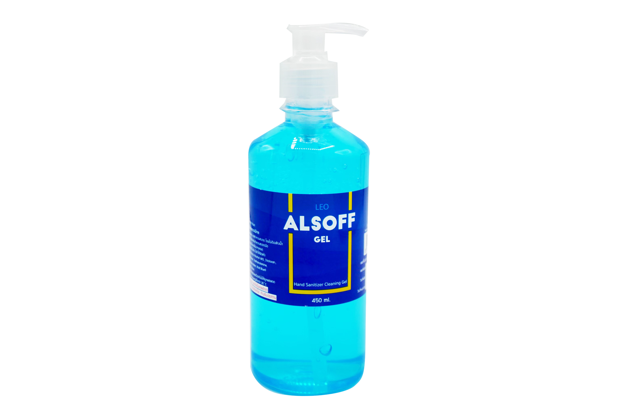 ALSOFF GEL 450ML.(หัวปั๊ม) สีฟ้า *ขายขาด แอลซอฟฟ์เจล 450 มล. (Alcohol)