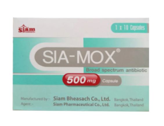 SIAMOX 500MG.1*10'S. เซียม็อก 500มิลลิกรัม *ขายขาด (Amoxicillin)